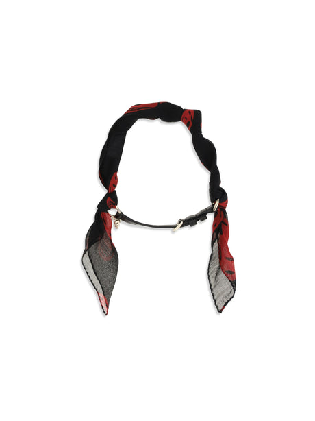 Alexander Mcqueen Double-wrap Skull Scarf Bracelet - Black/Red/Gold