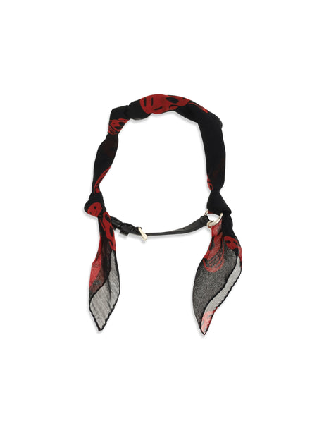 Alexander Mcqueen Double-wrap Skull Scarf Bracelet - Black/Red/Gold