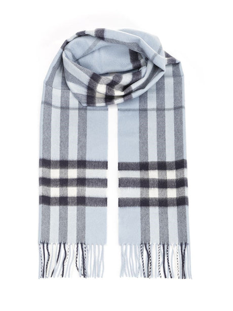 Burberry Cashmere Check Scarf - Sky Blue
