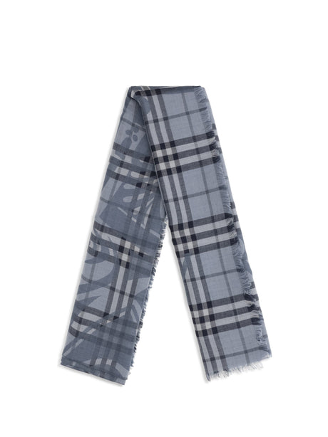 Burberry Knight Check wool and silk Scarf - Bank Blue