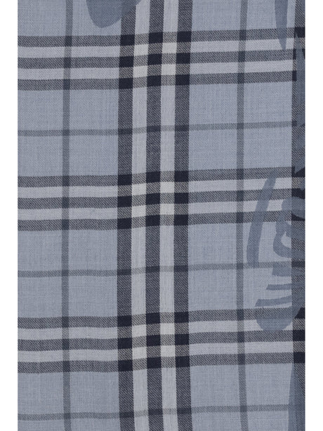 Burberry Knight Check wool and silk Scarf - Bank Blue