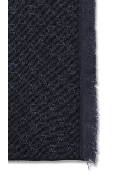 Gucci GG Supreme embroidered wool Scarf - Black/Light Grey