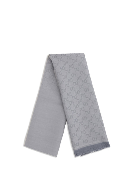 Gucci GG Supreme embroidered wool Scarf - Shell/Sky Blue