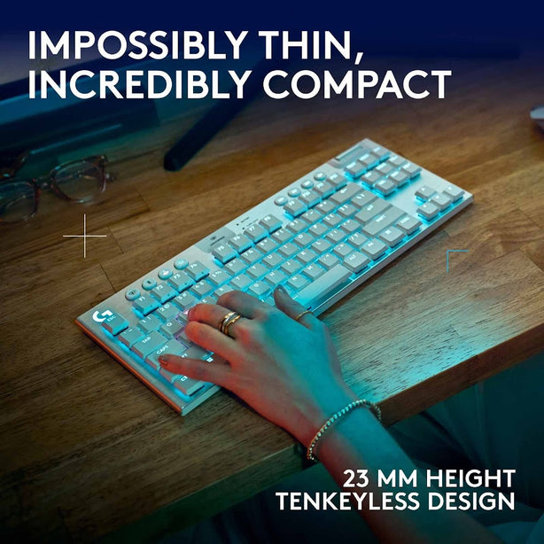 Logitech G915 X Lightspeed Tkl White Kb Gl-Tactile – Compact Tkl, Lightspeed Wireless, Rgb Lightsync, Premium Build, Long Battery