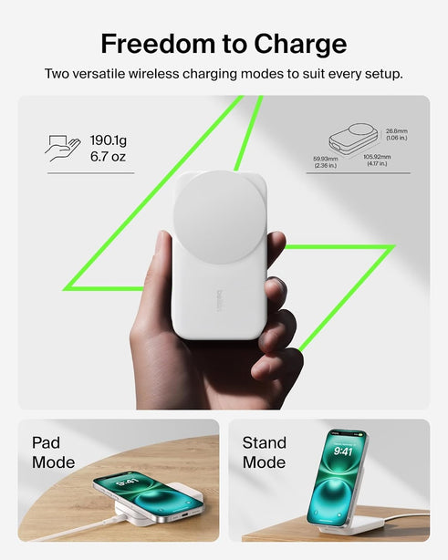 Belkin Qi2.2 25W 3-in-1 Wireless Charger Stand SQ White for Phone Watch Earbuds