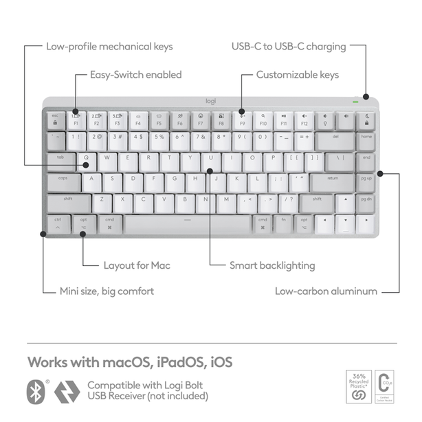 Logitech Mx Mechanical Mini For Mac Palegrey Tactile