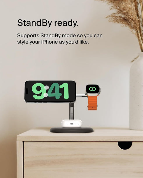BELKIN QI2 3-IN-1 WIRELESS CHARGING STAND BLK
