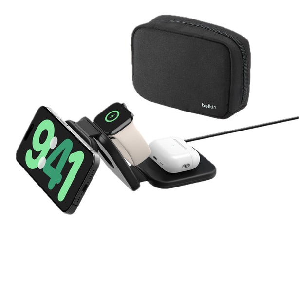 Belkin Qi2 3-in-1 Wireless Travel Charging Pad – Black