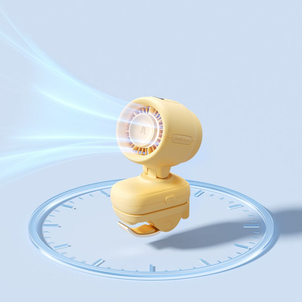 JISULIFE Stroller Fan LIFE4 Clip 5000mAh Bladeless Fan 5-Speed Clip-On Portable – Yellow