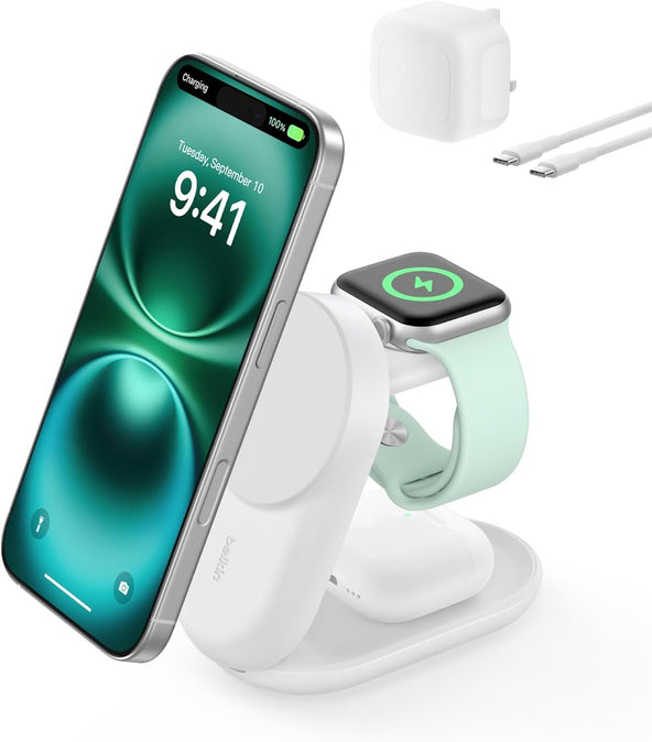Belkin Qi2.2 25W 3-in-1 Wireless Charger RO White for Phone Watch Earbuds
