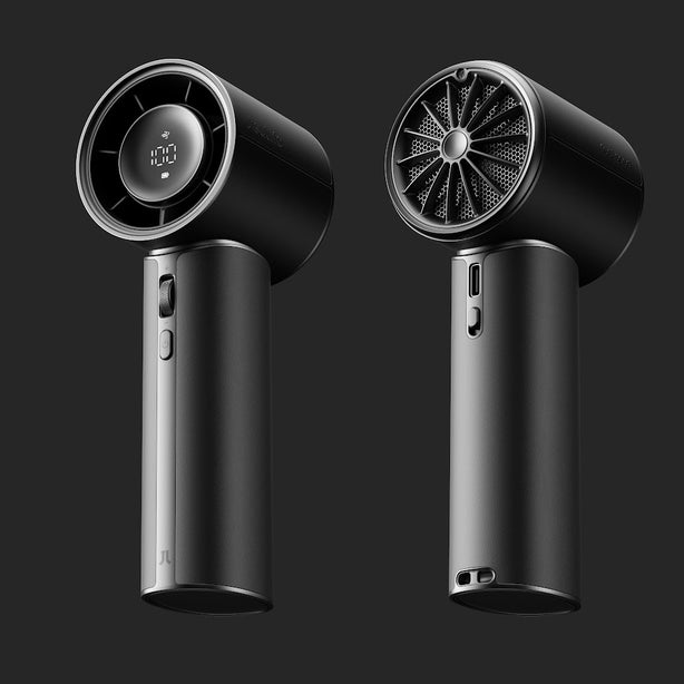JISULIFE Pro1 Mini Handheld Fan Portable Leather USB Rechargeable 100 Speed Adjustable Quiet Cooling Fan 30H Battery Black