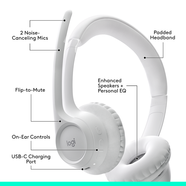 Logitech Zone 300 Bluetooth Wireless Headset Offwhite