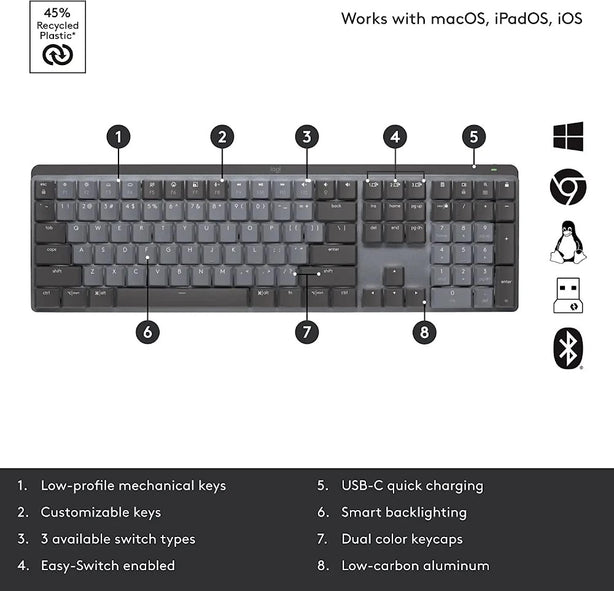 Logitech Mx Mechanical Wireless Keyboard Graphite
