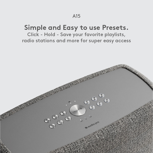 Audio Pro A15 Wireless Multiroom Speaker With Battery Dark Grey