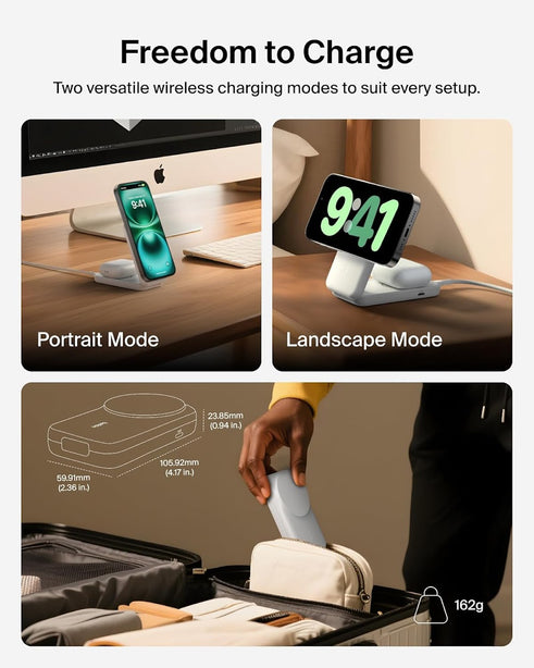 Belkin Qi2.2 25W 2-in-1 Wireless Charger SQ White for Phone Earbuds