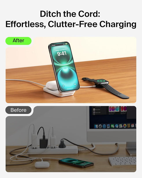 Belkin Qi2.2 25W 2-in-1 Wireless Charger SQ White for Phone Earbuds