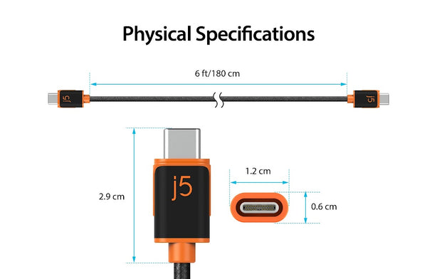 J5Create USB C To USB Type C SYNC And Charge Cable 1.8M/ 60W