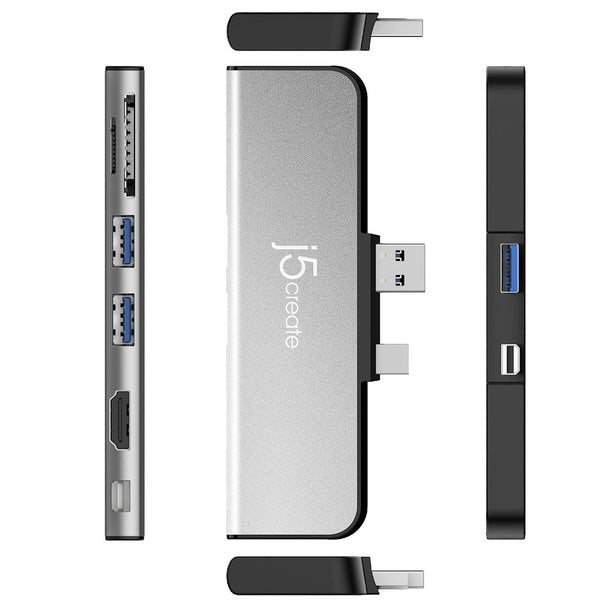 J5Create Ultradrive Mini Dock For Surface Pro 4/5/6 Silver Color