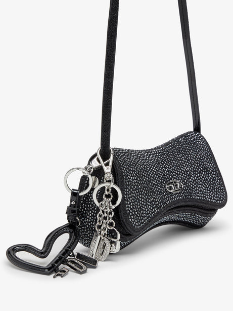Diesel Play Crossbody XS shoulder bag with all-over rhinestones - Nero