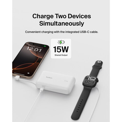 BELKIN POWER BANK 10K W/ CABLE WHITE PD 20W