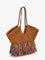 Zimmermann Golden Time rafia shoulder bag with fringe - Marrone