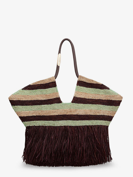 Zimmermann Golden Time rafia shoulder bag with fringe - Bronze
