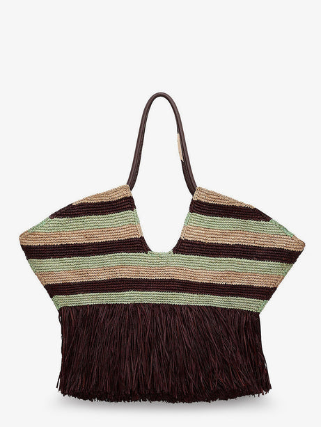 Zimmermann Golden Time rafia shoulder bag with fringe - Bronze