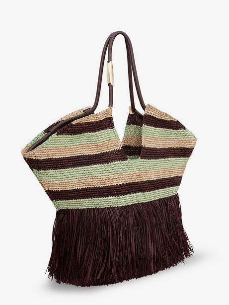 Zimmermann Golden Time rafia shoulder bag with fringe - Bronze