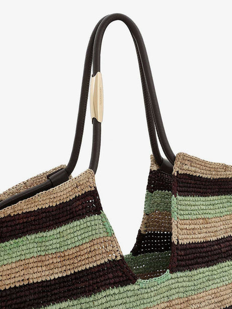 Zimmermann Golden Time rafia shoulder bag with fringe - Bronze