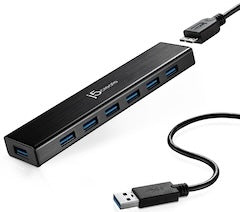 J5Create USB 3.0 7-Port Hub With AC Power Adapter Black