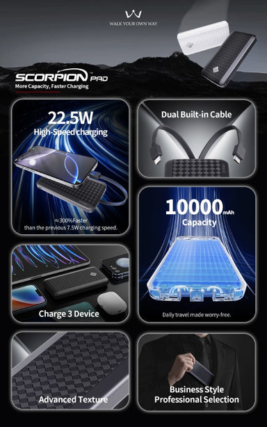 iWALK Scorpion Pro 10000mAh Fast Charge Powerbank Black