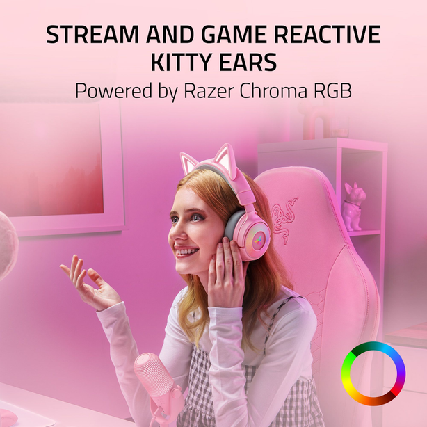 Razer Kraken Kitty V3 Pro Wireless RGB Gaming Headset with Kitty Ears Tri-Mode HyperSpeed Quartz Edition - FRML - RZ04-05170200-R3M1