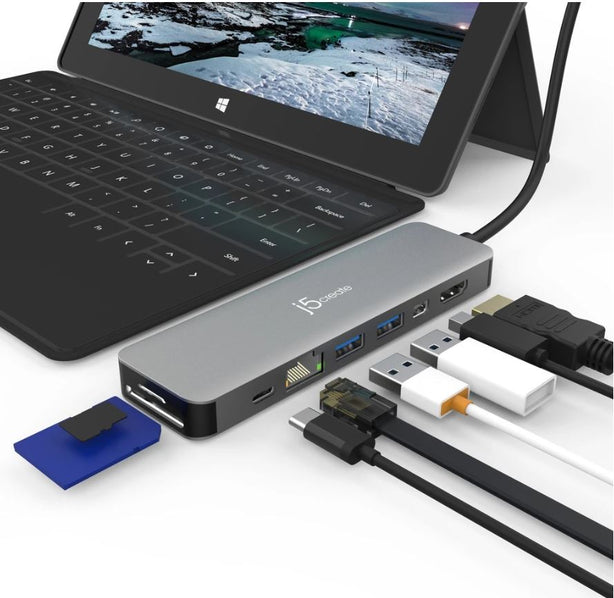 J5Create Mini Dock 8 In 1 For Surface Pro 4/5/6 Black