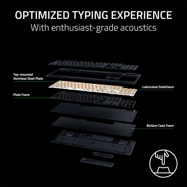 Razer BlackWidow V4 Low-Profile HyperSpeed Wireless Mechanical Gaming Keyboard Orange Tactile Switch US Layout - FRML - RZ03-05270800-R3M1