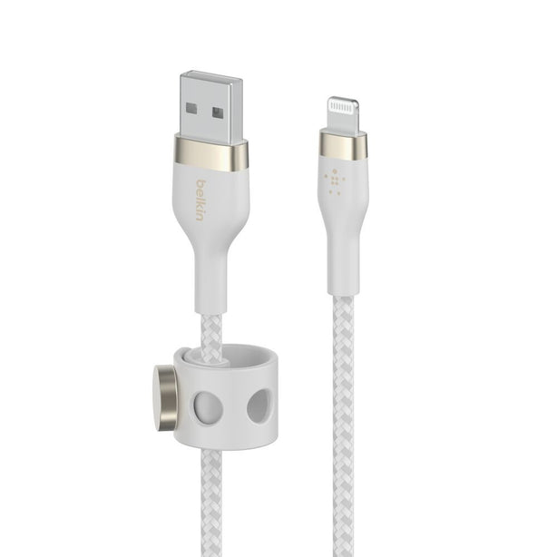Belkin Usb-A To Lighting, Braid Sil, 1M, White Magnetic Management