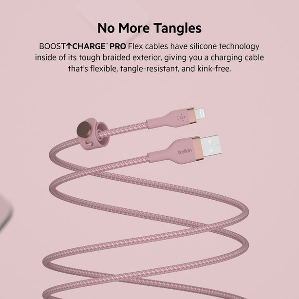 Belkin Usb-A To Lighting, Braid Sil, 1M, White Magnetic Management