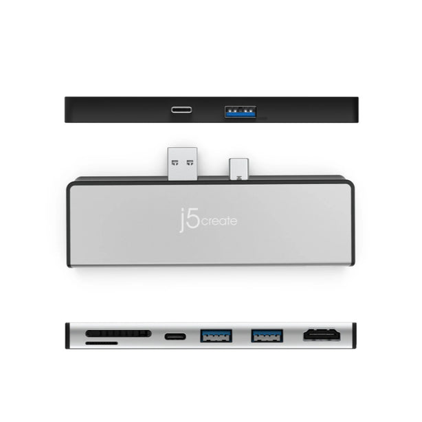 J5Create Mini Dock 7 In 1 For Surface Pro 7 Silver