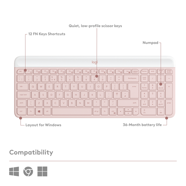 Logitech Mk470 Wireless Slim Combo Rose