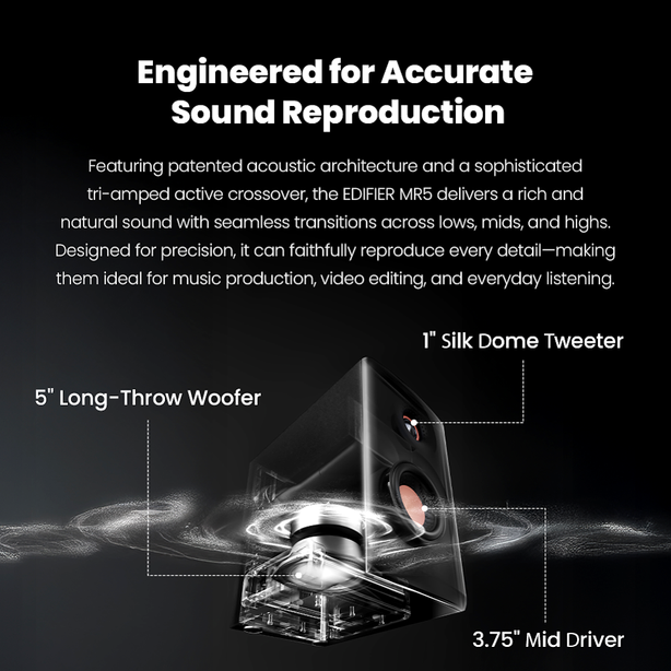 EDIFIER MR5 POWERED STUDIO MONITOR SPEAKER 110W - BLACK