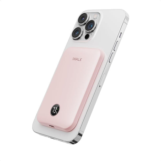 iWALK PowerGrip 5000mAh Slim Magnetic Wireless Power Bank for iPhone – Compact Charger (MXB008)Pink