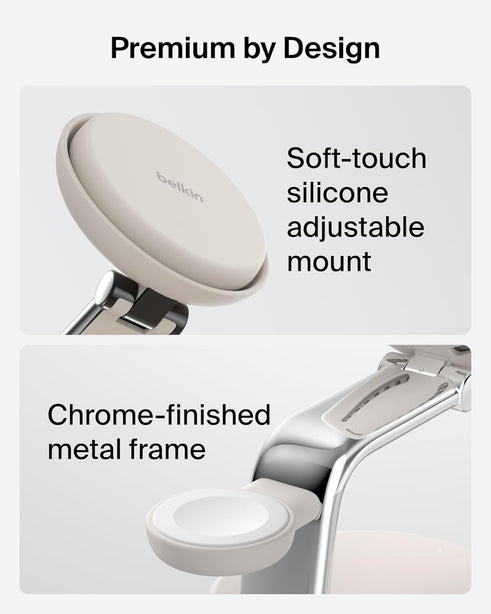 Belkin Qi2.2 25W 3-in-1 Wireless Charging Stand Sand Color for Phone Watch Earbuds