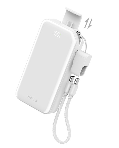 iWALK MacroGo 30W Portable Charger with Stand 10000mAh – Fast Charging Power Bank (UBM001)White