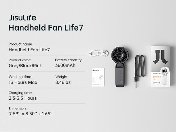 JISULIFE HANDHELD FAN LIFE7 3600MAH-BLACK