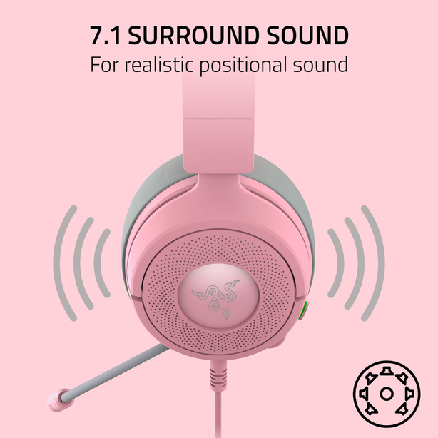 Razer Kraken Kitty V3 X Wired RGB Gaming Headset with Kitty Ears Ultra-Lightweight Quartz Edition - FRML - RZ04-05350100-R3M1