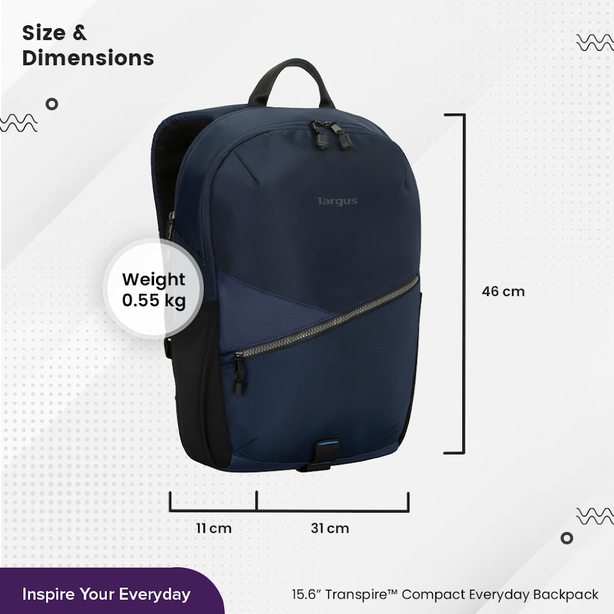 Targus Transpire Compact Everyday Backpack – Black Iris (Blue)