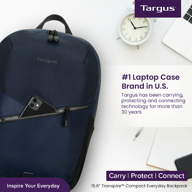 Targus Transpire Compact Everyday Backpack – Black Iris (Blue)