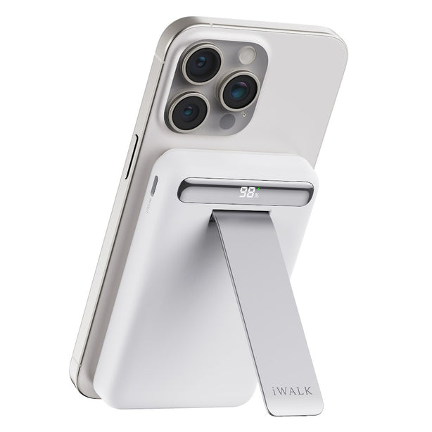iWALK Power Stand 10000mAh Magnetic Wireless Fast Charger with Adjustable Stand – 15W Qi2 + 20W PD (MXB014)White