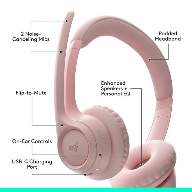 Logitech Zone 300 Bluetooth Wireless Headset Rose