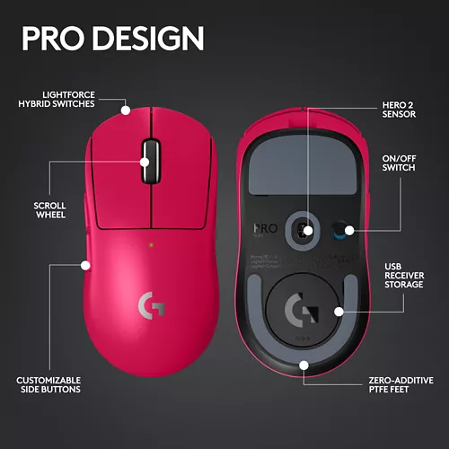 Logitech G Pro X Superlight 2 Gaming Mouse Magenta