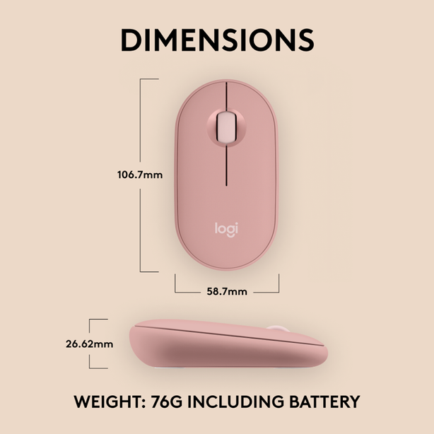 Logitech Pebble Mouse 2 M350S - Tonal Rose